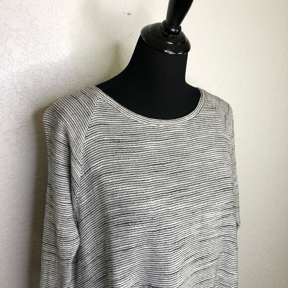 Tibi black white striped knit cotton linen blend tie back top size Large - Picture 2 of 15